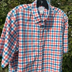 L.L.BEAN men shirt ,checkered,plaid,100% cotton,colorful,cabincore,coastal,EC